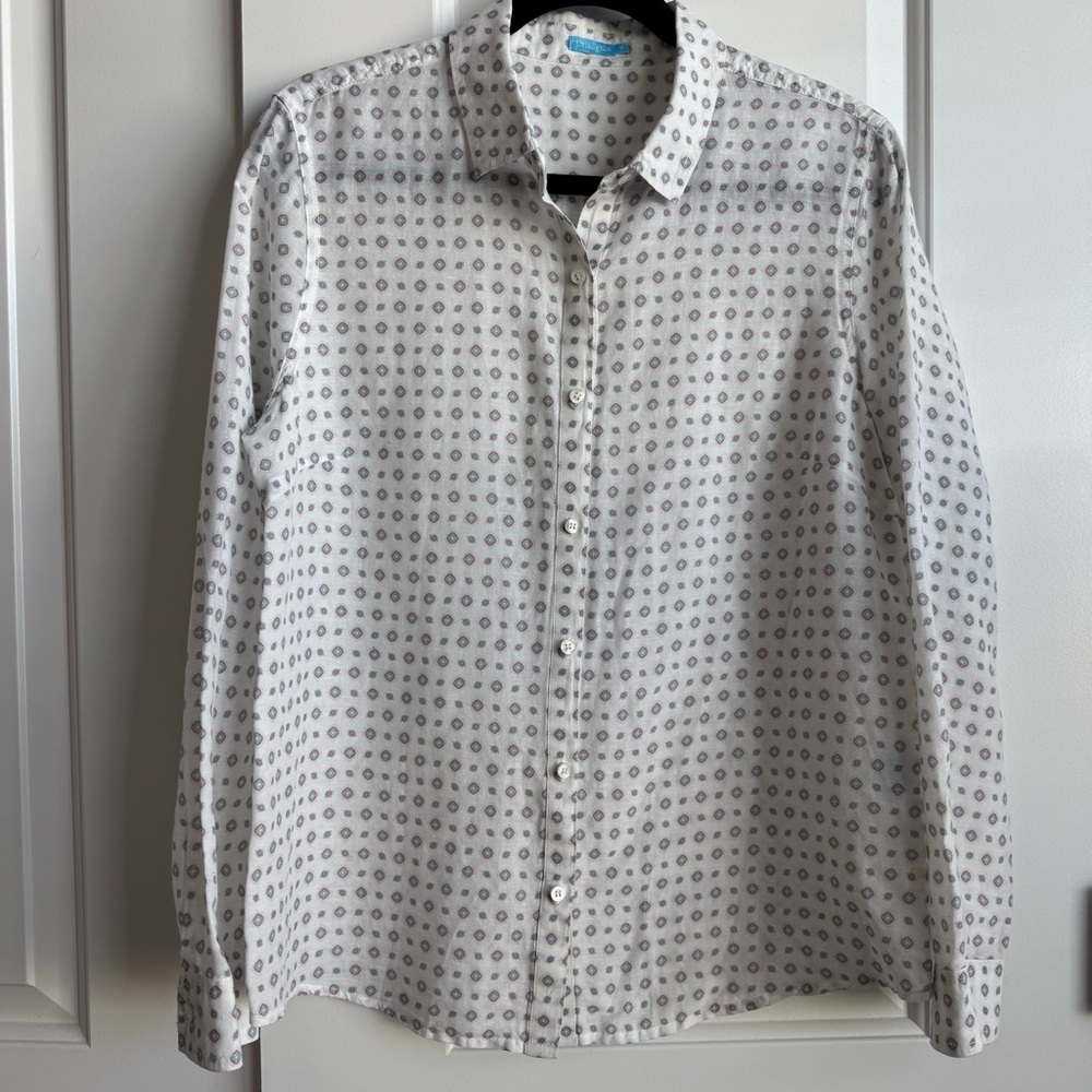 J.McLaughlin Linen Blend Geometric Button Down